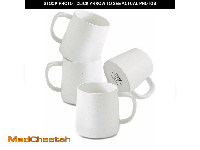 Lot 74-12718185 - T-WARE 16 Oz Coffee Mugs, Matte White Speckled Mug Set of 4, Ceramic Mugs Coffee, Solid Color Coffee...