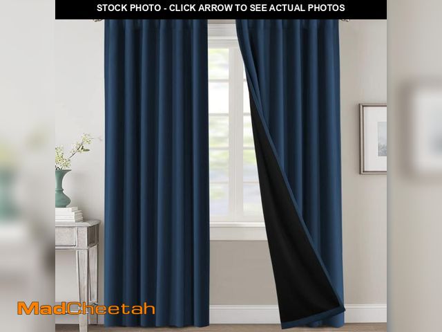Lot 74-11550764 - H.VERSAILTEX 100% Blackout Curtains for Bedroom with Black Liner Full Room Darkening Curtain 96 Inch...