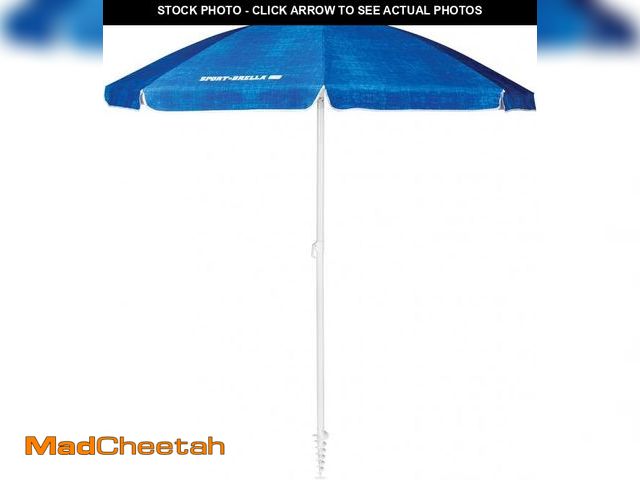 Lot 74-12367798 - Sport-Brella Core Vented SPF 50+ Upright Beach Umbrella (6-Foot), Heathered Blue - UNUSED