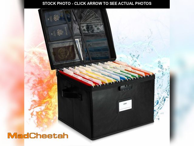 Lot 74-12711816 - File Box Fireproof Document Box with Lock, Document Safe File Storage Organizer Boxes for Next of Ki...