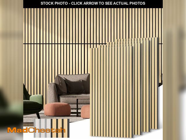 Lot 74-13835460 - Acoustic Wood Wall Panels, 4-Pack 45.3" x 23.6" Soundproof Wall Panels, Wood Slat Wall Panels for Wa...