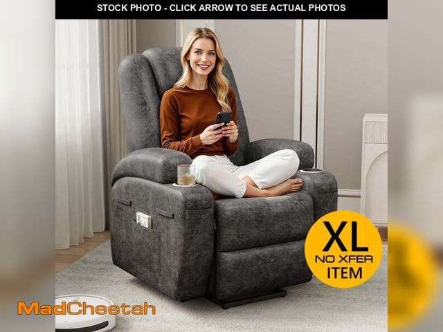 Lot 74-14070441 - Vineego Power Lift Recliner Chair with Massage - Remote Control, Leathaire Fabric, Cup Holders for E...