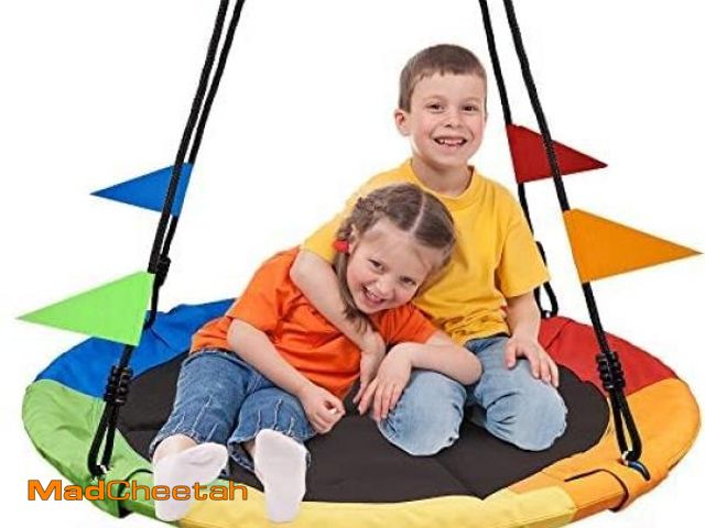 Lot 74-12330289 - PACEARTH 40 Inch Saucer Tree Swing Flying 900lb Weight Capacity 2 Added Hanging Straps Adjustable Mu...