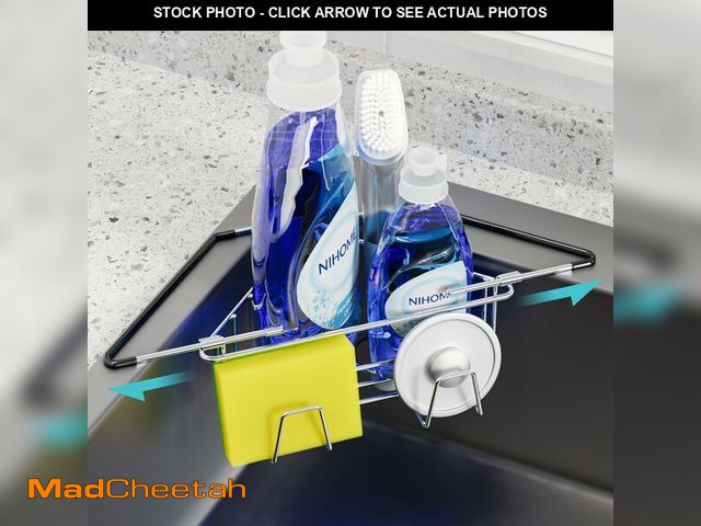 Lot 74-13546532 - NiHome Extendable Arm Stainless Steel Kitchen Sink Corner Caddy, Easy Install Space-Saving Adjustabl...