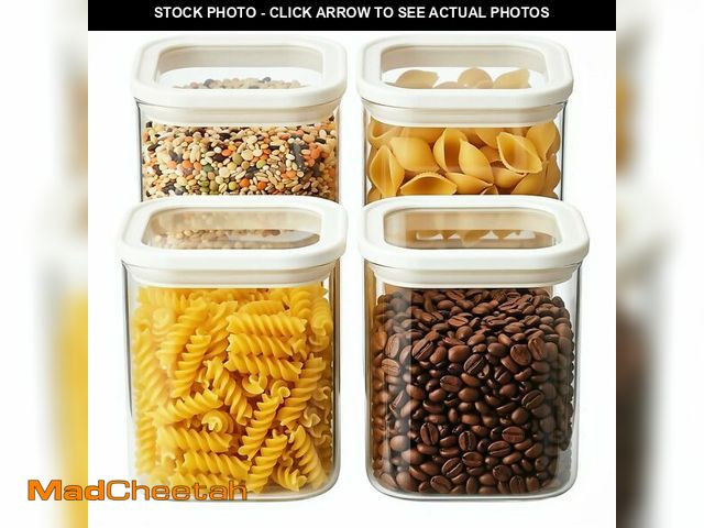 Lot 74-13623540 - CozNido 4pcs Square Glass Pantry Storage Jars with Clear Airtight Lids 1.22Qt - Stackable Kitchen Ca...