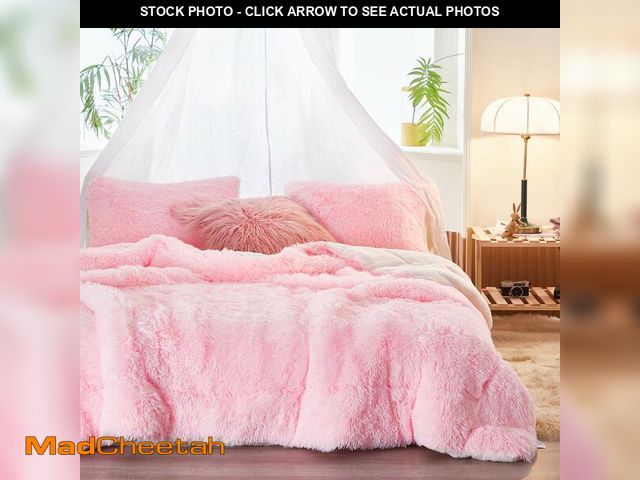 Lot 74-13626403 - Joyreap 3-Piece Plush Shaggy Comforter Set, Twin Size Luxury Faux Fur Sherpa Reversible Bedding Comf...