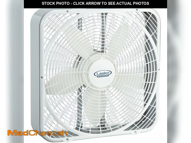 Lot 74-13382392 - Lasko Weather-Shield Performance Box Fan, 3 Speeds, Innovative Wind Ring System for Up to 30% More A...