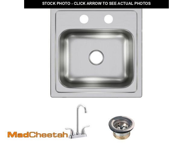 Lot 74-12552747 - Elkay 15 in. Drop-in Single Bowl 20-Gauge Durable Satin Stainless Steel Kitchen Sink Kit w/ Faucet -...