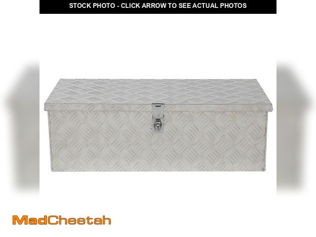 Lot 74-14306763 - Karl home 30 in. Silver Aluminum Underbody Truck Tool Box Double RV ATV Trailer Storage Boxes with L...