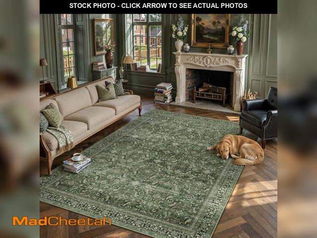 Lot 74-14352821 - BERTHMEER 10'x14' Large Green Area Rugs for Living Room Bedroom Office Dining Room Farmhouse Vintage...