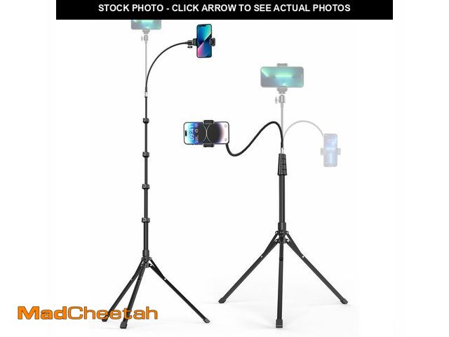 Lot 74-14264715 - Aureday Phone Tripod, 92" Cell Phone Stand with 15" Gooseneck, Remote and Phone Holder, Overhead &am...