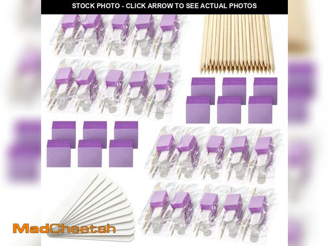 Lot 74-11545143 - 120 Sets Disposable Manicure Kit Basics 3 Pieces Nail Kit, White Wood Nail File 180/180 Grit, Orange...