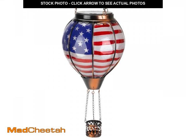 Lot 74-12432618 - American Flag Solar Hot Air Balloon-Hanging Solar Lanterns Outdoor Decorative Waterproof for Garden ...