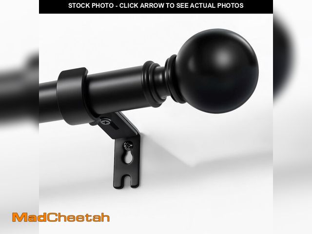 Lot 74-12713457 - Joydeco Black Curtain Rods for Windows 32 to 120 inches, 1 inch Diameter Heavy Duty Adjustable Curta...