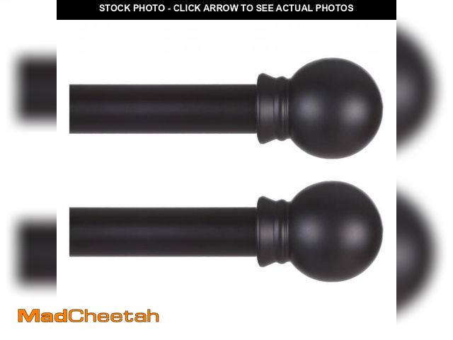 Lot 74-11557626 - Thestoa 2 pack Black Curtain Rods for Windows 66 to 120 inch, 5/8" Diameter Matte Black Small Curtai...