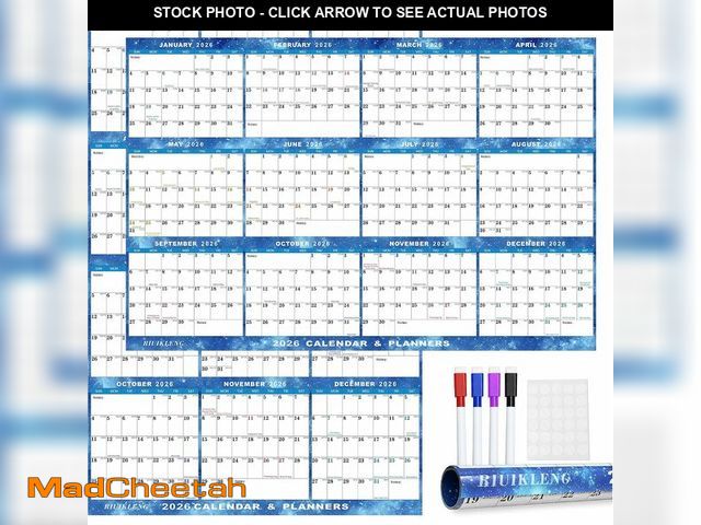 Lot 74-14250566 - 32" x 48" 2026 Wall Calendar Erasable Starry Sky, Wet &amp; Dry Erase Large Laminated Annual Yearly ...