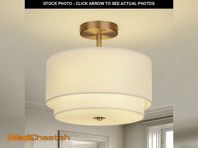 Lot 74-12707092 - Vexagyle Gold Light Fixtures Ceiling Mount,12.6'' Semi Flush Mount Ceiling Light Fixtures,Nursery Li...