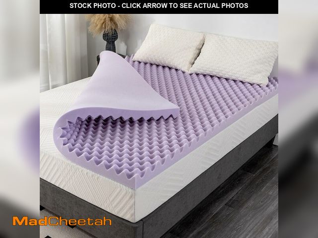 Lot 74-14348467 - 3 Inch Egg Crate Twin Memory Foam Mattress Topper, Cooling Gel Infused Foam Mattress Topper for Pres...