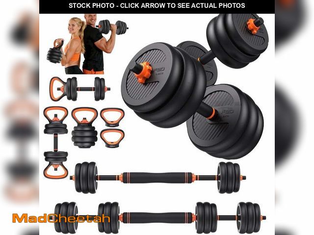 Lot 74-14586315 - FED Fitness Adjustable Dumbbell Set,50lb Free Weight Set with Connector Bar,5 in 1 Workout Gear with...
