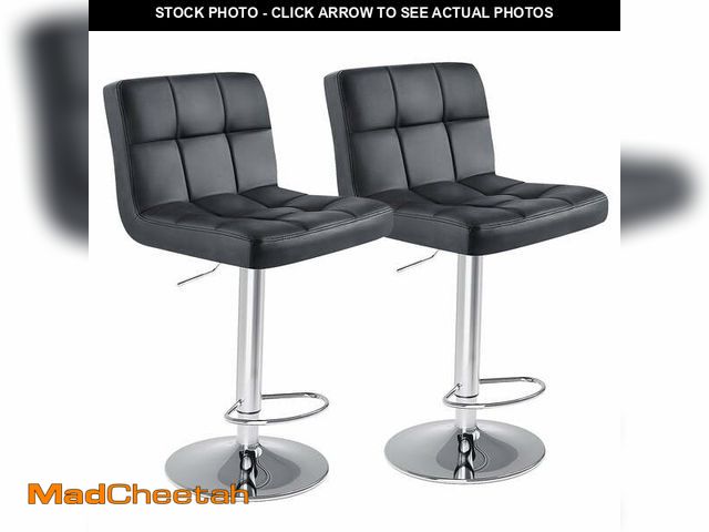 Lot 74-13775414 - edx Bar Stools Set of 2 with PU Leather, Swivel High Back Bar Stools for Kitchen Island, Bar Stools,...