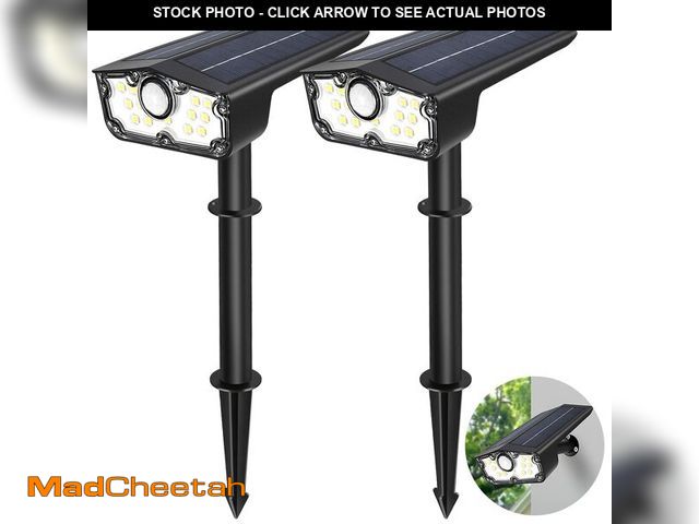 Lot 74-12971097 - DAONEG Bright Solar Spot Lights Outdoor, 2Pack Motion Sensor, Modern Style, Black, Waterproof, 250 L...