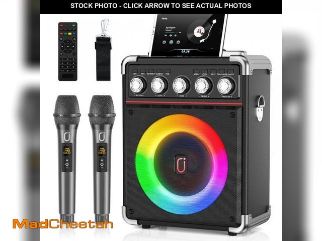 Lot 74-12050166 - Karaoke Machine with 2 Microphones: HWWR Portable Karaoke Machine for Adults Kids, Party Bluetooth S...