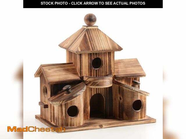 Lot 74-14265182 - Bird Houses for Outside, Wooden 6 Hole Bird House Room for Multiple Birds, Outdoors Hanging Birdhous...