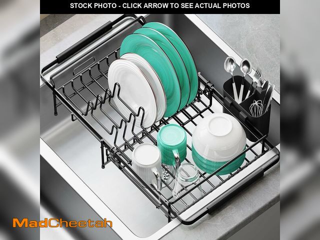 Lot 74-13631325 - Urackify Dish Drying Rack in Sink - Expandable (14.5''-18''L) Over The Sink Dish Rack with Utensil H...