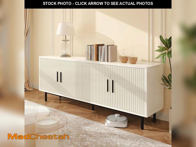 Lot 74-12105014 - MUUEGM 70" Fluted tv Stand with Storage for Living Room, Entertainment Center Modern TV Stand for TV...