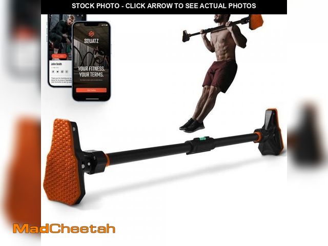 Lot 74-12140782 - Squatz Doorway Pull up and Chin up Bar with Adjustable Width and Automatic Locking - Black - UNUSED