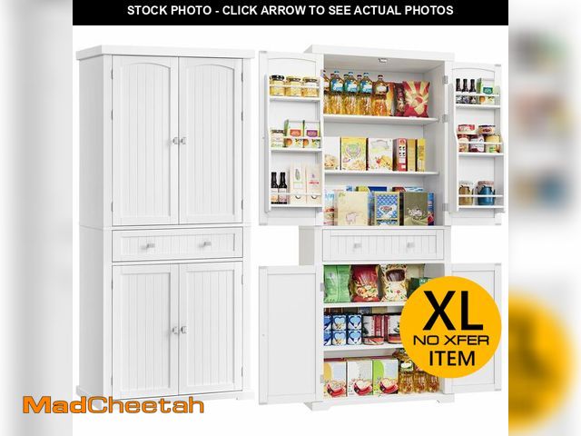 Lot 74-13119114 - VASAGLE Pantry Cabinet, 71.7-Inch High Freestanding Tall Cupboard Storage Cabinet with a Drawer, 2 C...