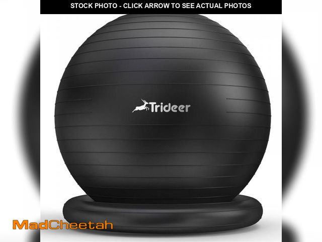 Lot 74-11859079 - Trideer Exercise Yoga Ball Chair with Base for Home Office Desk, Stability &amp; Fitness Ball Seat t...