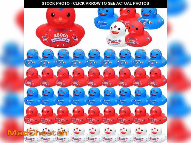 Lot 74-13960463 - Foilswirl 50 Pcs 250th Anniversary Rubber Ducks Red White Blue Patriotic Mini Ducks Bulk Rubber Bath...
