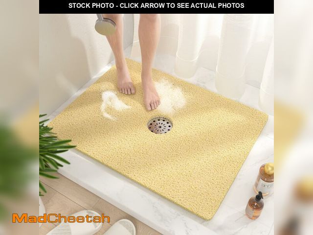 Lot 74-13570124 - HITSLAM Shower Mat, 32 x 24 Inch Non Slip Bath Mat for Tub, Soft PVC Loofah Bathtub Mats with Drain ...