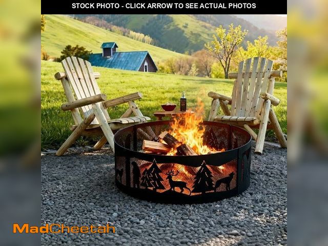 Lot 74-14371915 - Vantana 36" Wood Burning Fire Pit Ring for Outdoor Bonfire Party Camping Backyards (Wildlife Version...