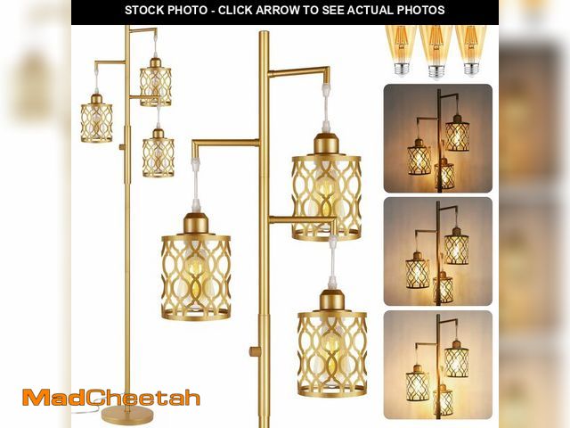 Lot 74-12716668 - ROTTOGOON 68" Gold Floor Lamp, Dimmable Industrial Floor Lamps for Living Room, 3 Light Rustic Stand...