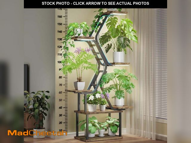 Lot 74-12678644 - Joqixon Plant Stand Indoor with Grow Lights, Metal Plant Shelf Flower Stand for Plant Lovers, 7 Tier...