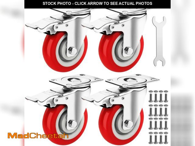 Lot 74-12710400 - Castrek 4 Inch Caster Wheels Heavy Duty Casters Set of 4 (2200lbs Load Capacity) Lockable Cart Wheel...