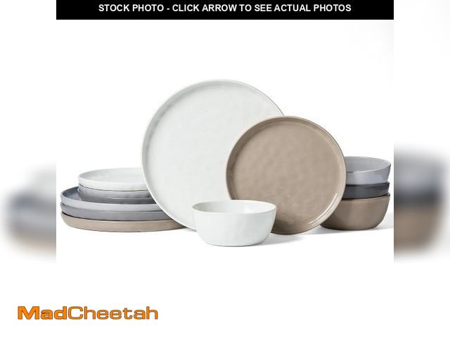 Lot 74-12049060 - Famiware Mars Plates and Bowls Set, 12 Pieces Dinnerware Sets, Dishes Set for 4, Multi-color - UNUSE...