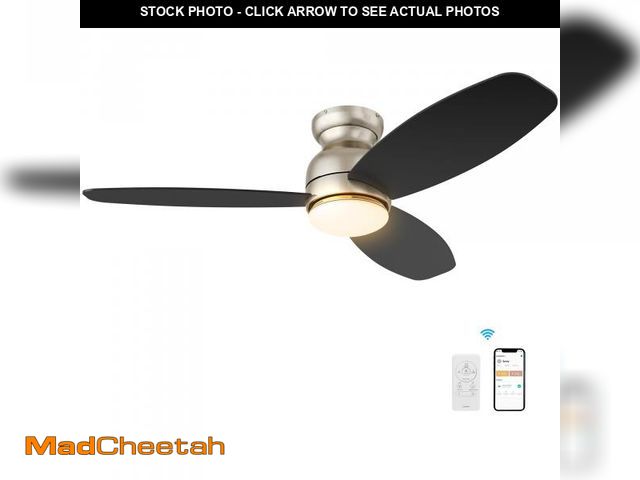Lot 74-12257255 - CEME 48 Inch Black Ceiling Fan with Lights Remote Control, 10 Speeds Reversible DC Motor Ceiling Fan...