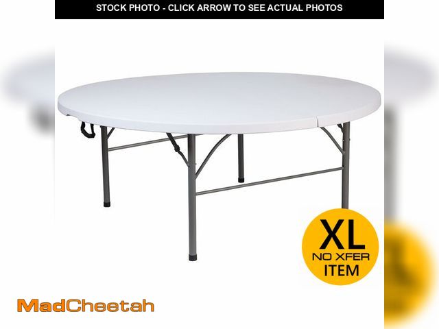 Lot 74-12895523 - Flash Furniture Kathryn 5.89-Foot Round Bi-Fold Granite White Plastic Banquet and Event Folding Tabl...
