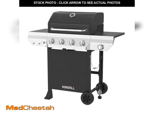 Lot 74-12594739 - Nexgrill 4-Burner Gas Grill with Side Burner in Black - UNUSED