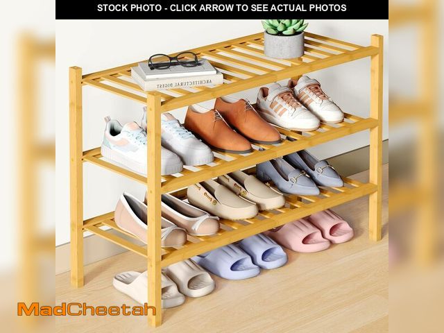 Lot 74-13710541 - Smiry Bamboo Shoe Rack for Closet, 3 Tier Wooden Stackable Shoe Organizer, Free Standing Shoes Stora...