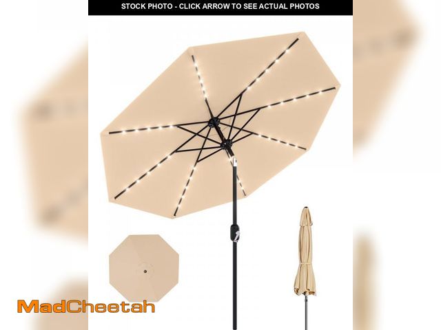 Lot 74-12161004 - GarveeLife 10 Ft Patio Umbrella with Solar Lights, 8 Ribs Outdoor Market Table Umbrella with 40 LED ...