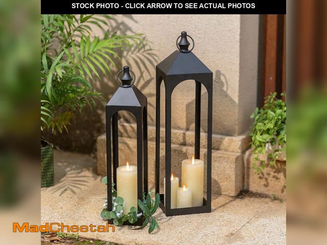 Lot 74-14608192 - NUPTIO Tall Black Metal  Lanterns Decorative Indoor Outdoor, Large Floor Lantern for Front Porch Dec...