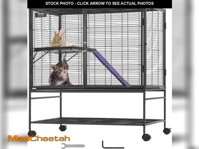 Lot 74-12098594 - VEVOR 39" Rolling Metal Ferret Cage, Large 2-Tier Critter Nation Cage, Small Animal Cage with Ramps ...
