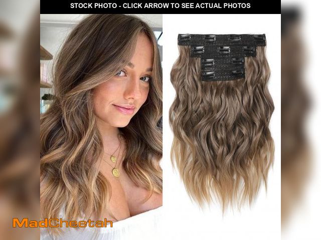 Lot 74-11554465 - NTYNTY Hair Extensions, 14" Short Clip in Hair Extensions 4PCS Beach Wave Brown Hair Extensions Natu...