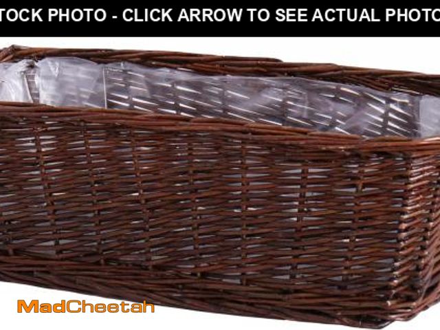 Lot 74-12398141 - Longero Handcrafted Wicker Planter, Flower Pot Cover, Plant Window Box, Plant Container, Natural Bro...