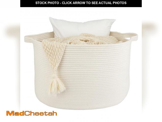 Lot 74-12444599 - XUANGUO Large Cotton Rope Basket Blankets Basket Living Room 22"x14" Toy Basket for Kids and Dogs Ro...