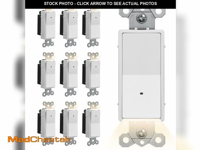 Lot 74-12967927 - [10 Pack] CML Illuminated Guide Light Switch, Single Pole Decor Paddle Rocker Wall Switch, Dusk to D...